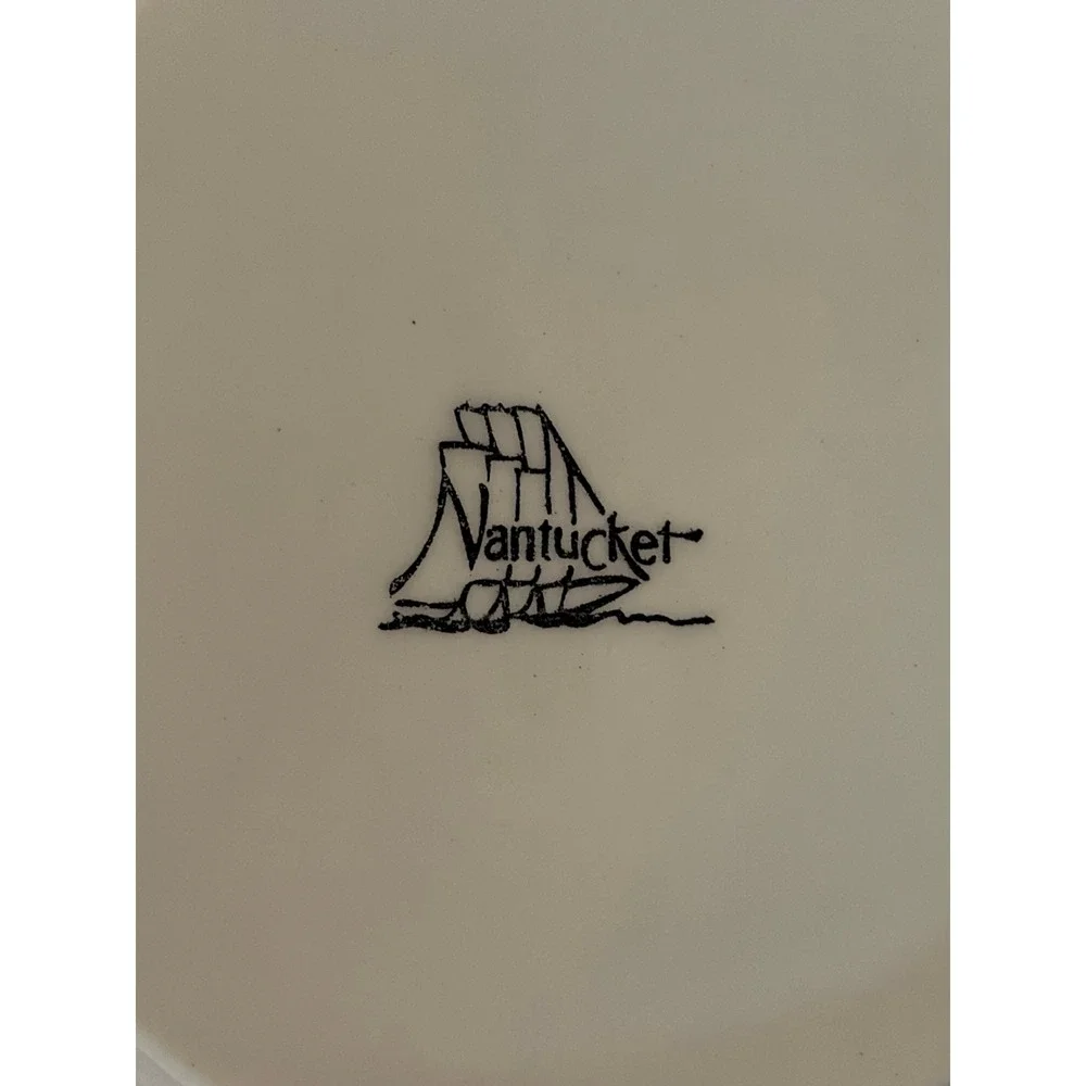 Set of 4 Patriotic Painted Dessert Plates Stars Stripes Nantucket Ceramic Rustic